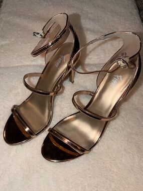 Metallic Rose Gold Strappy High Heel Sandals